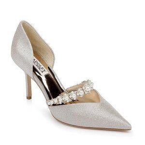 Badgley Mischka Size 9.5‎ Nathalie Champagne Jeweled Point Toe Heels Pumps Shoes